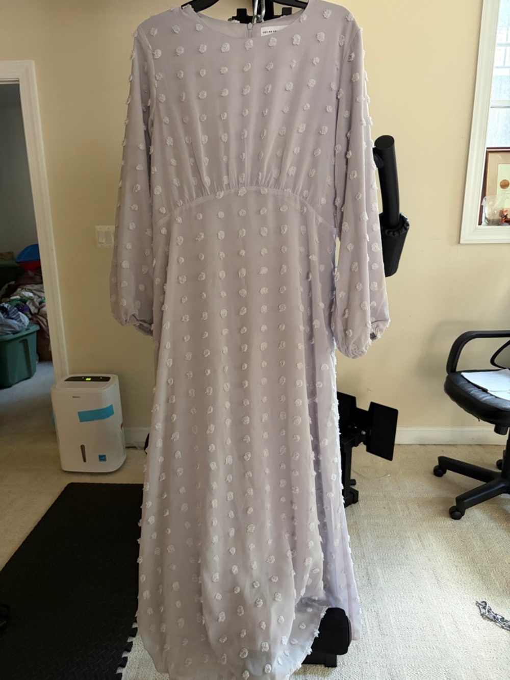 Lilac Textured Long Sleeve Maxi Dress